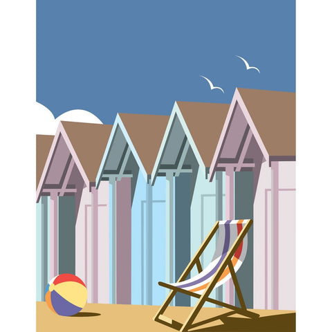 THOMPSON017: Beach Huts. 24" x 32" Matte Mounted Print