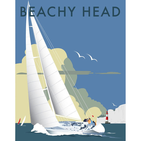 THOMPSON018: Sailing at Beachy Head. 24" x 32" Matte Mounted Print
