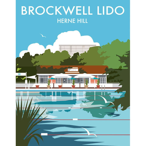 THOMPSON026: Brockwell Lido, Herne Hill, London. 24" x 32" Matte Mounted Print