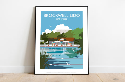 Brockwell Lido By Artist Dave Thompson - Premium Art Print
