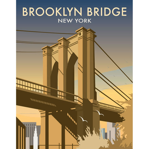 THOMPSON027: Brooklyn Bridge, New York. 24" x 32" Matte Mounted Print