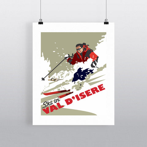 THOMPSON080: Ski in Val D'isere. 24" x 32" Matte Mounted Print