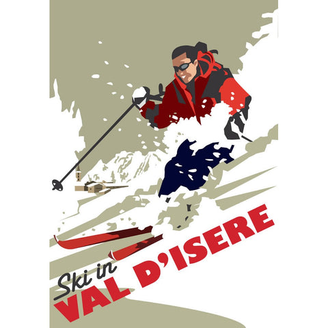 THOMPSON080: Ski in Val D'isere. 24" x 32" Matte Mounted Print