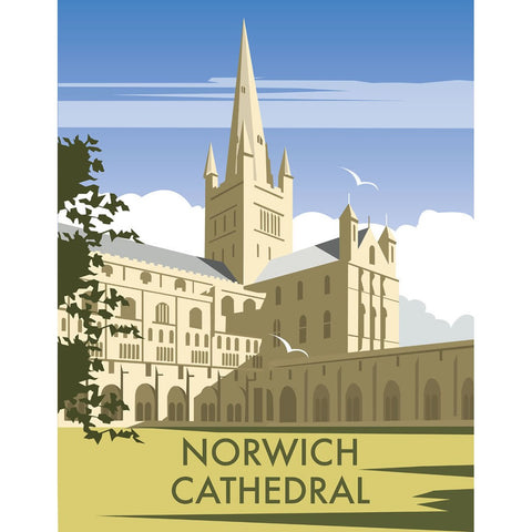 THOMPSON085: Norwich Cathedral, Norfolk. 24" x 32" Matte Mounted Print