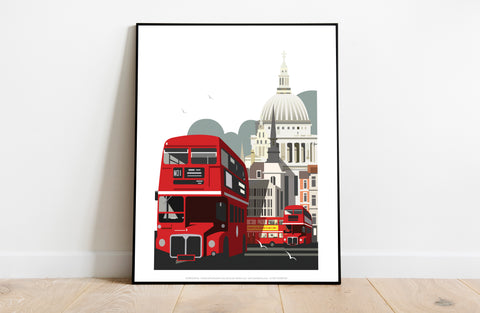 Red Double Decker By Artist Dave Thompson - Art Print