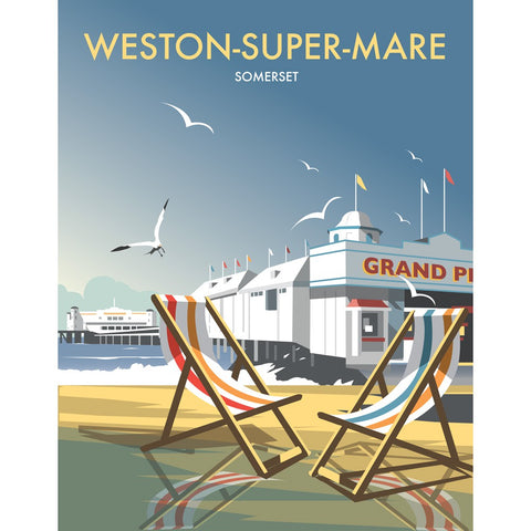 THOMPSON166: Weston Super Mare 24" x 32" Matte Mounted Print