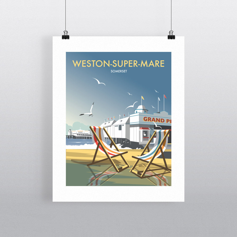THOMPSON166: Weston Super Mare 24" x 32" Matte Mounted Print