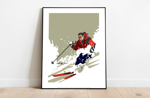 Skiing By Artist Dave Thompson - 11X14inch Premium Art Print