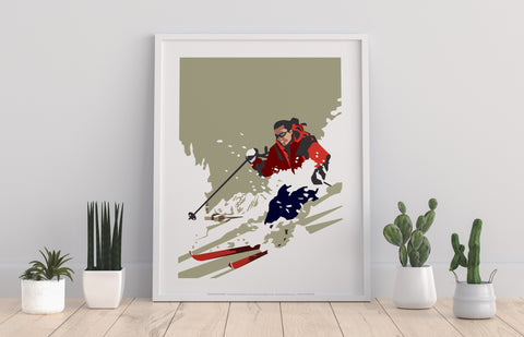 Skiing By Artist Dave Thompson - 11X14inch Premium Art Print