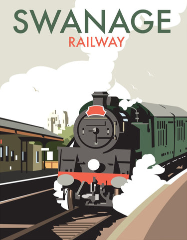 THOMPSON245: Swanage Railway. Greeting Card 6x6