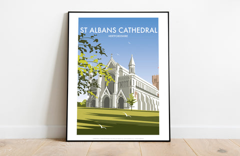 St Albans Cathedral By Artist Dave Thompson - Art Print