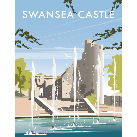 THOMPSON308: Swansea Castle, South Wales 24" x 32" Matte Mounted Print