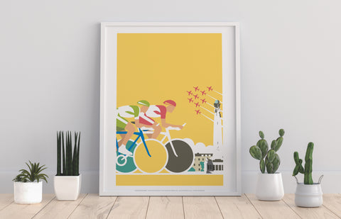 Cyclists By Artist Dave Thompson - 11X14inch Premium Art Print