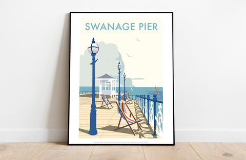 Swanage Pier By Artist Dave Thompson - Premium Art Print