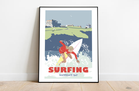 Surfing By Artist Dave Thompson - 11X14inch Premium Art Print
