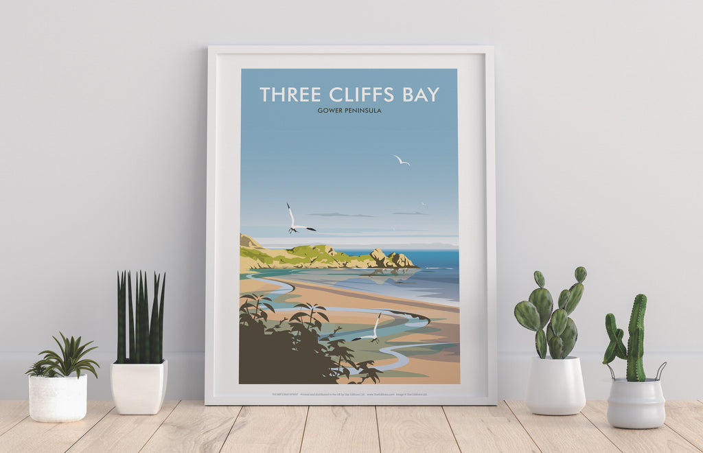 Three Cliffs Bay By Artist Dave Thompson - 11X14inch Premium Art Print