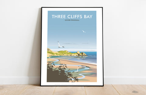 Three Cliffs Bay By Artist Dave Thompson - 11X14inch Premium Art Print