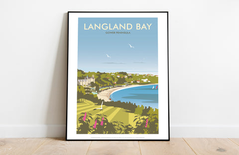 Langland Bay By Artist Dave Thompson - Premium Art Print