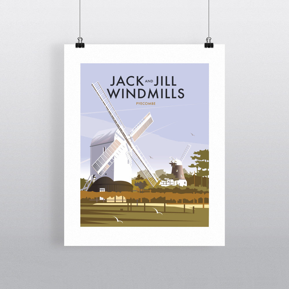 THOMPSON545: Jack and Jill Windmills Pyecombe. Greeting Card 6x6