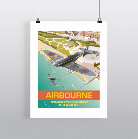 THOMPSON629: Airbourne Spitfire. Greeting Card 6x6