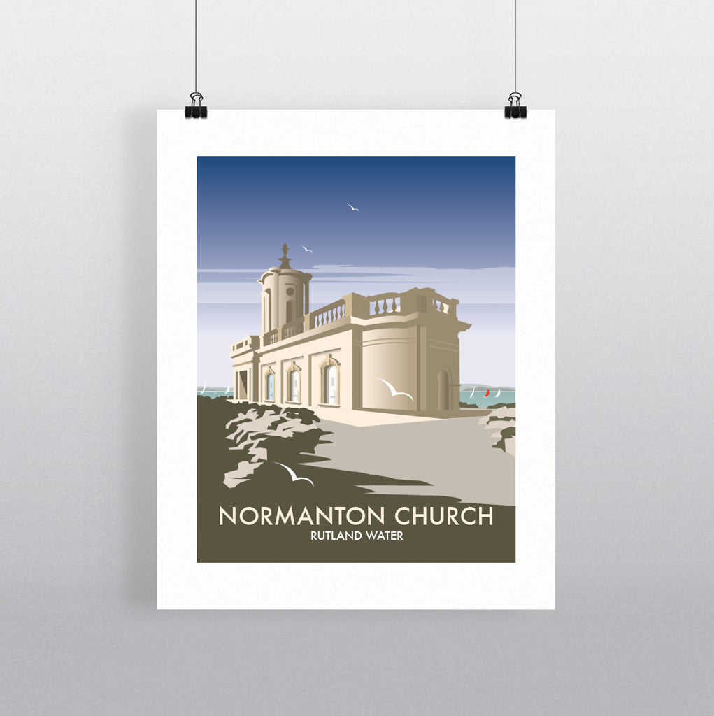 THOMPSON639: Normanton Church Rutland Water. Greeting Card 6x6