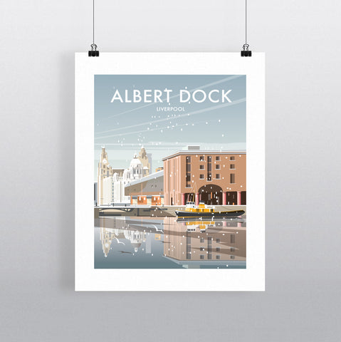 THOMPSON660: Albert Docks Winter. Greeting Card 6x6