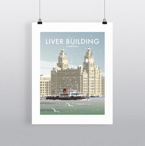 THOMPSON663: Liver Building Liverpool Winter. Greeting Card 6x6
