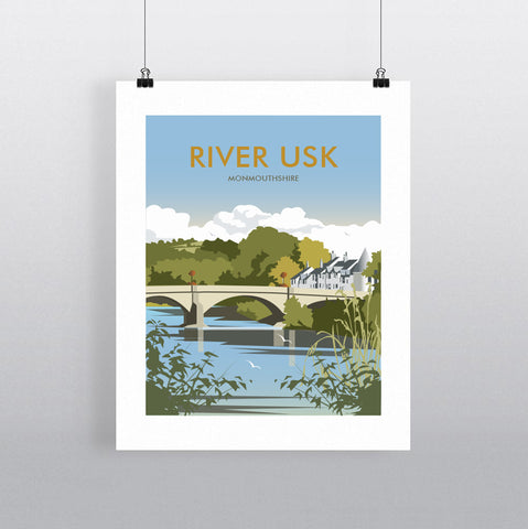 THOMPSON705: River Usk Monmouthshire. Greeting Card 6x6
