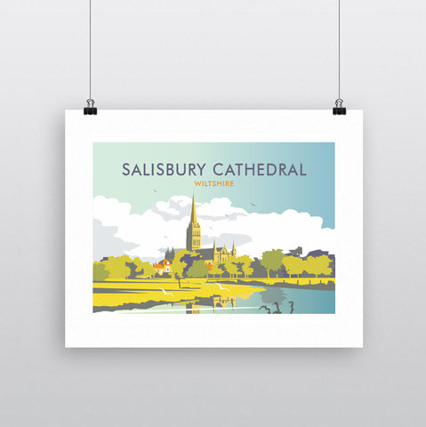 THOMPSON725: Salisbury Cathedral Wiltshire (Landscape). Greeting Card 6x6