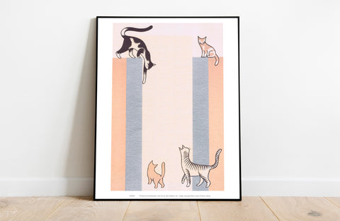 Doing What Cats Do Pastel Coloured Background, Art Print