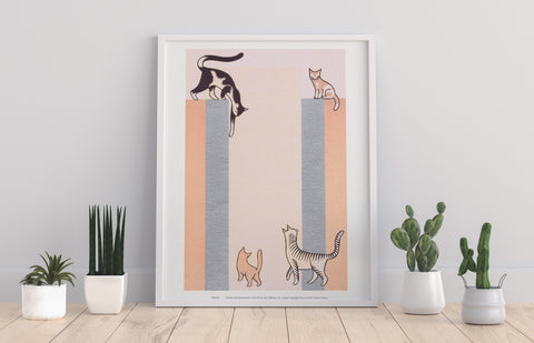 Doing What Cats Do Pastel Coloured Background, Art Print