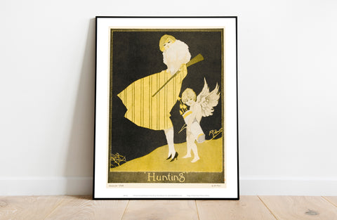 Lady With Shotgun, Angel With Bow And Arrow, Art Print