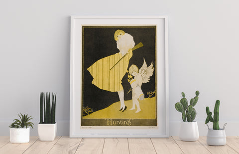 Lady With Shotgun, Angel With Bow And Arrow, Art Print