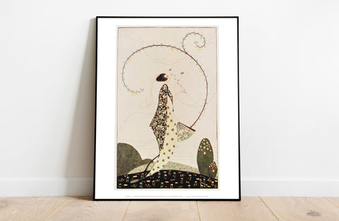 Asian Style, Lady, Clouids, Flowers, Trees - Art Print