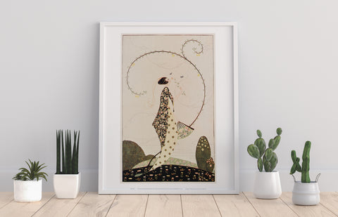 Asian Style, Lady, Clouids, Flowers, Trees - Art Print