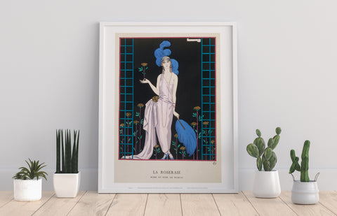Art Deco Styled Lady and  Sun Flowers, La Roseraie Art Print