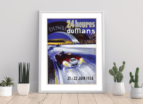 Vintage Retro Poster Of Red Race Car Number 24 - Art Print