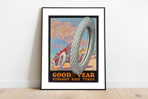 Vintage Retro Poster-Good Year Straight Side Tyres Art Print