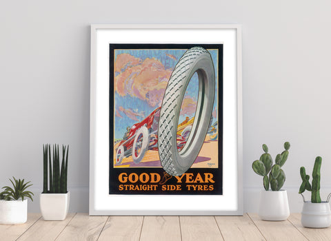 Vintage Retro Poster-Good Year Straight Side Tyres Art Print