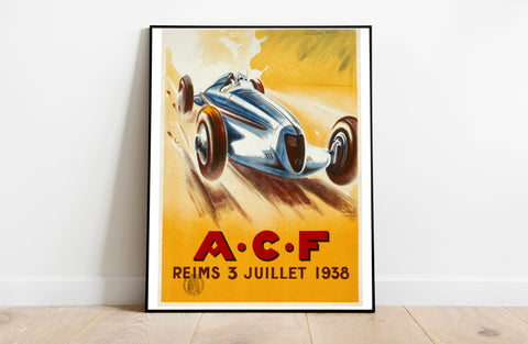 Blue Race Car, Signature Top Right Corner Art Print