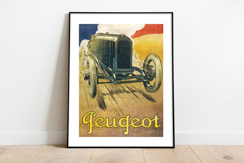 Vintage Retro Poster Of Peugeot Race Car - 11X14inch Premium Art Print