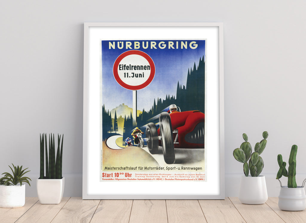 Vintage Retro Poster Of The Nurburgring - Premium Art Print