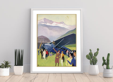 Mountains, Airplane, Crowds Of People, Land - Art Print