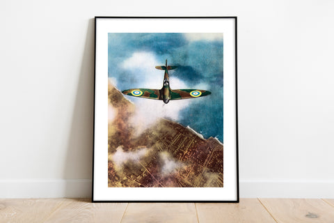 Spitfire, Birdeye View, Land And Water - Premium Art Print