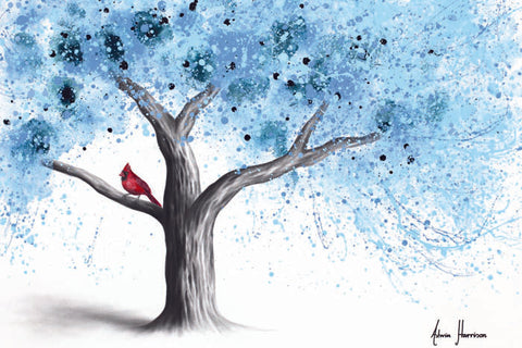 AHVIN937: Cardinal In A Snow Tree