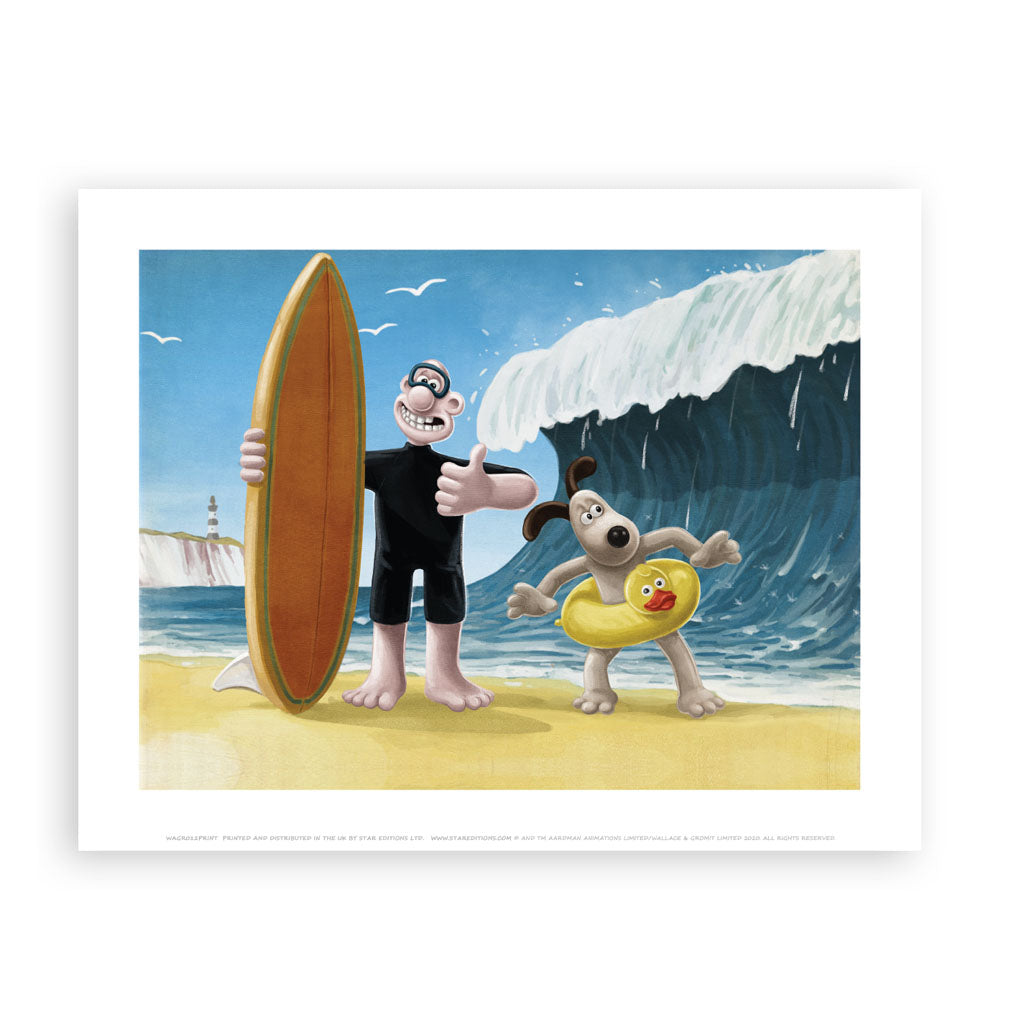 WAGR012: Wallace and Gromit Surfing at the Beach