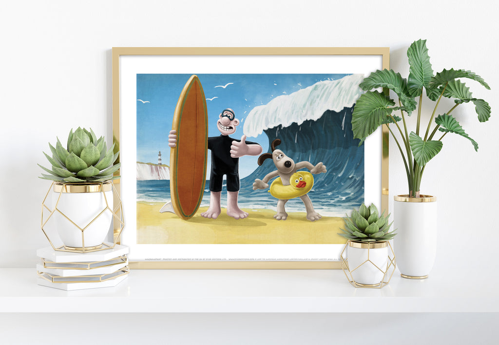 Wallace And Gromit Ready To Catch A Few Waves Art Print