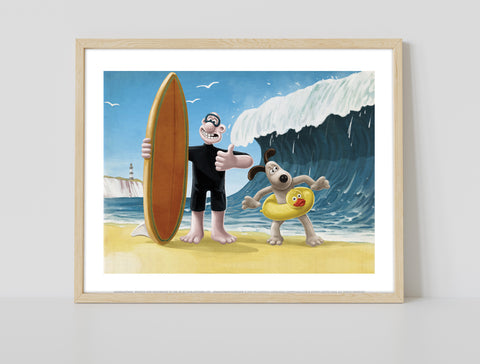 Wallace And Gromit Ready To Catch A Few Waves Art Print