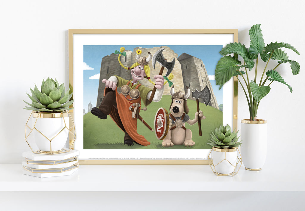 Wallace And Gromit Vikings At York Castle Art Print