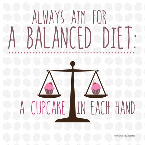 Always aim for a balanced diet: A cupcake in each hand Greeting Card 6x6